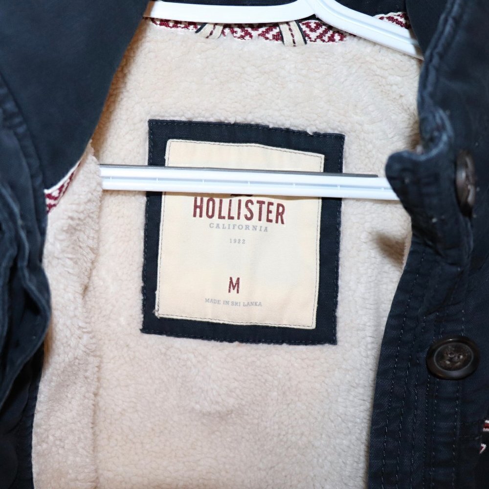 Hollister Navy Sherpa Lined Button Down Jacket Size M - Picture 4 of 7